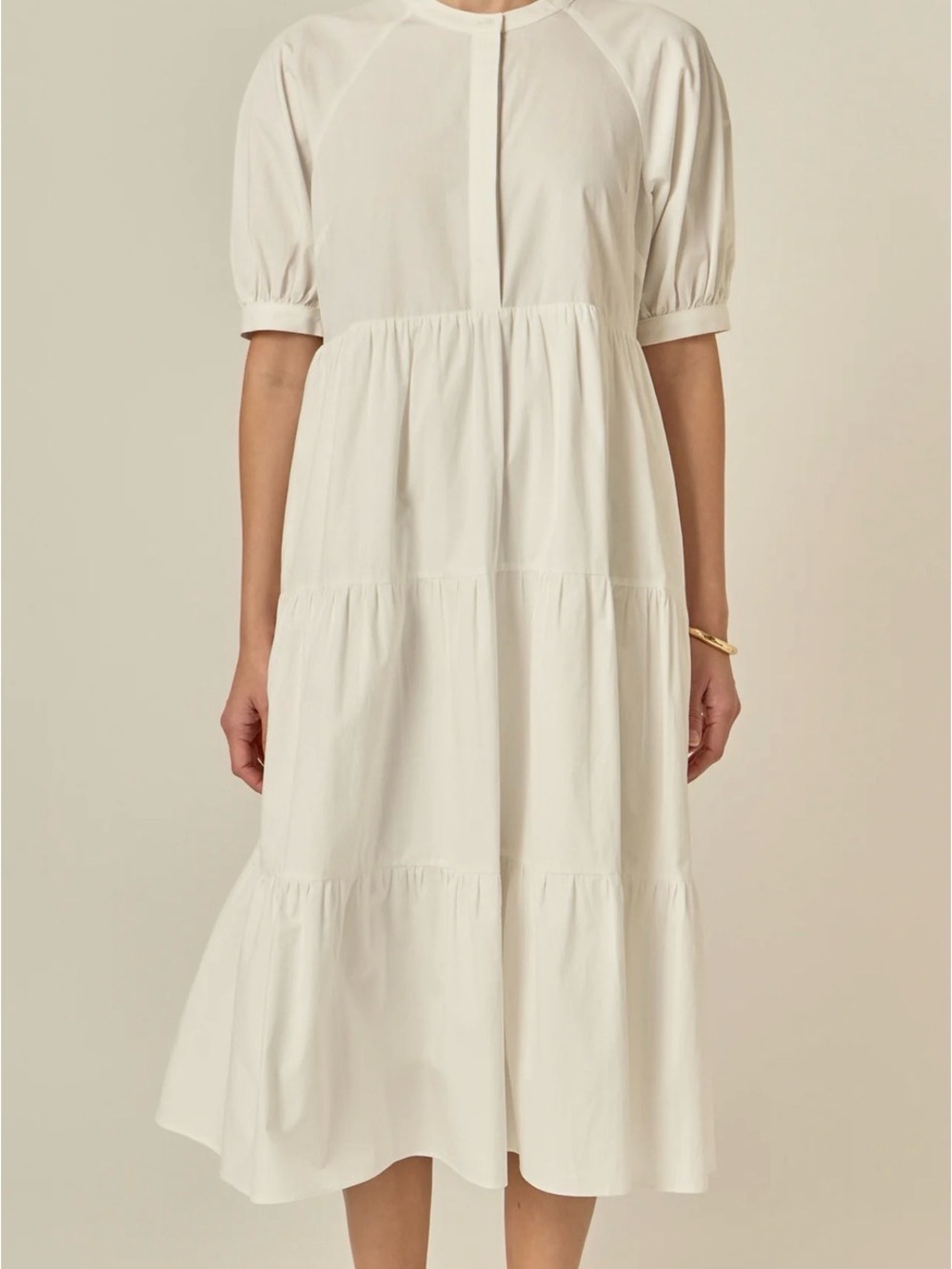English Factory Classic White Tiered Midi Dress